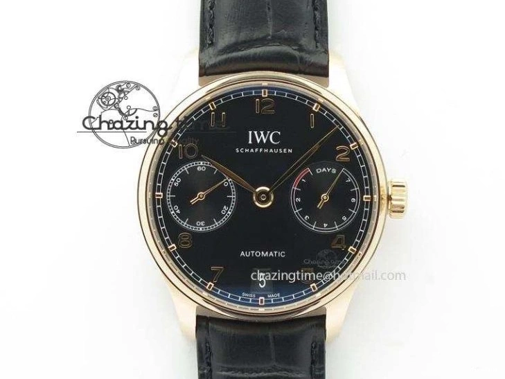 MIROTIME 0408 Portuguese Chrono RG IW371415 ZF 1:1 Best Edition Black Dial On Black Leather Strap A79350 (Slim Movement) FashionForward 7264